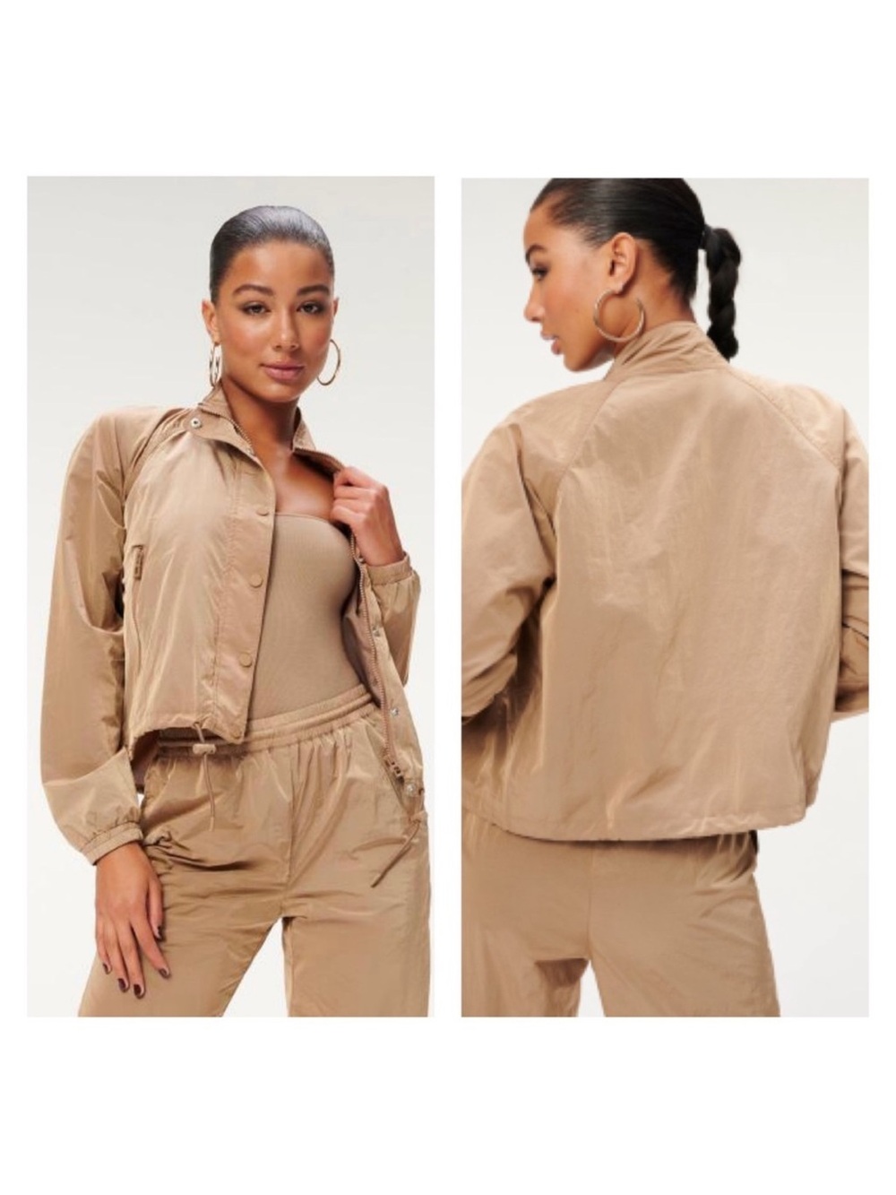 NWT Good American Essential Track Jacket - Size 5(2x)- Putty